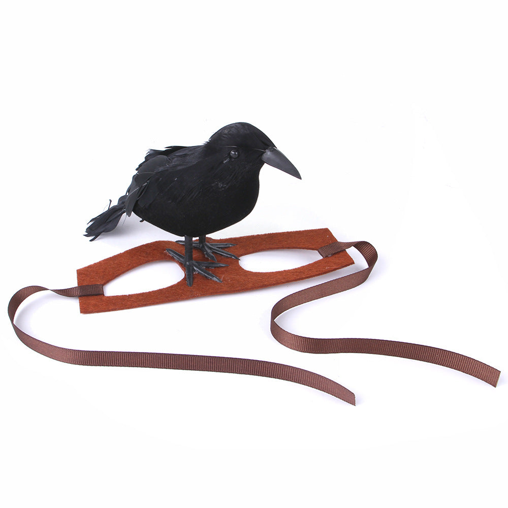 KFX-9109565 Crow-Inspired Cat Dress Headgear for Stylish Pets - Felt Material, Available in S and M