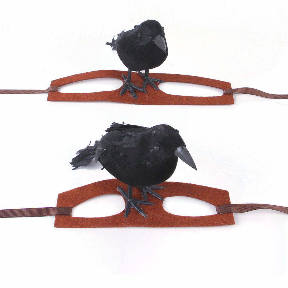KFX-9109565 Crow-Inspired Cat Dress Headgear for Stylish Pets - Felt Material, Available in S and M