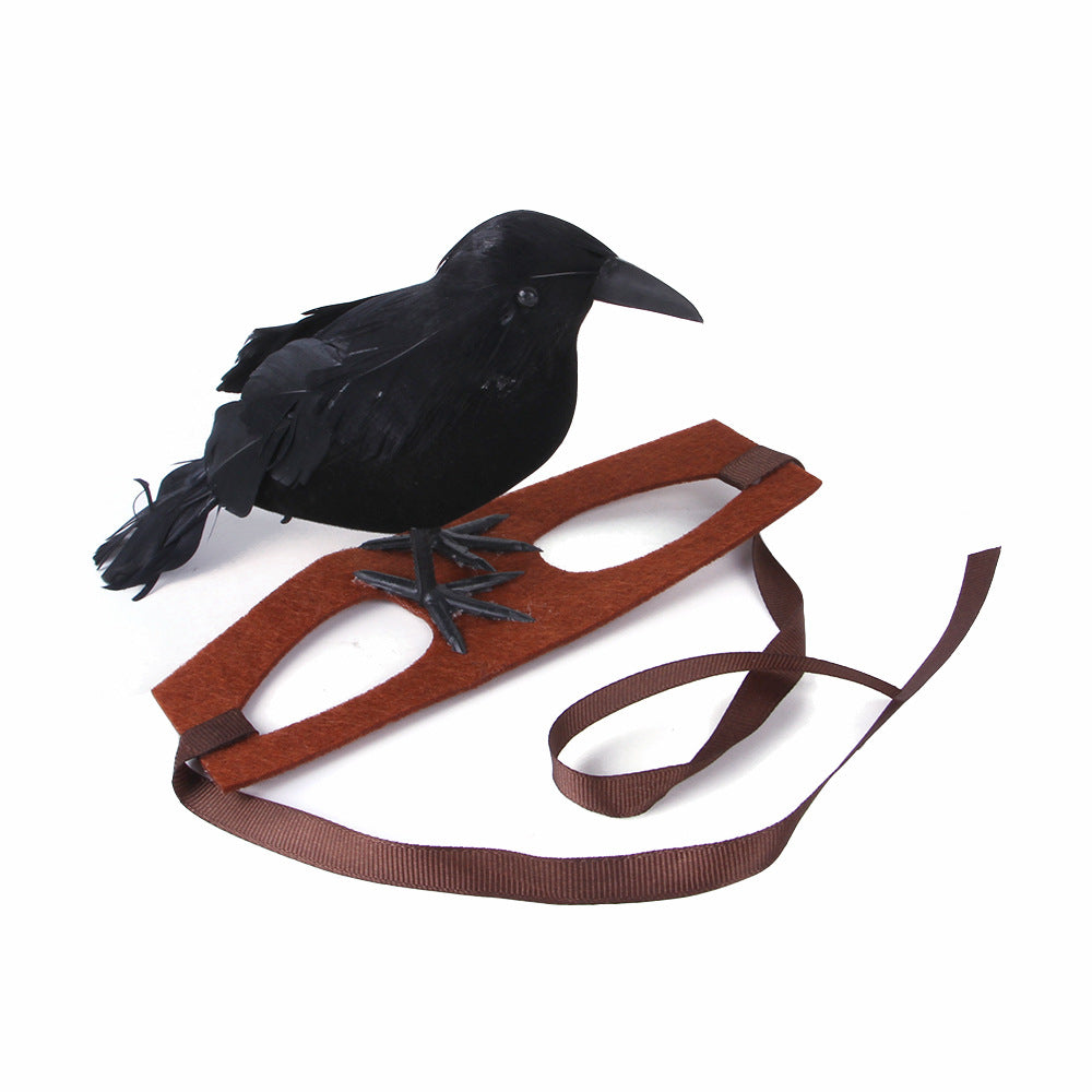 KFX-9109565 Crow-Inspired Cat Dress Headgear for Stylish Pets - Felt Material, Available in S and M