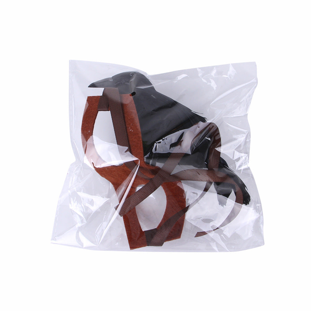 KFX-9109565 Crow-Inspired Cat Dress Headgear for Stylish Pets - Felt Material, Available in S and M