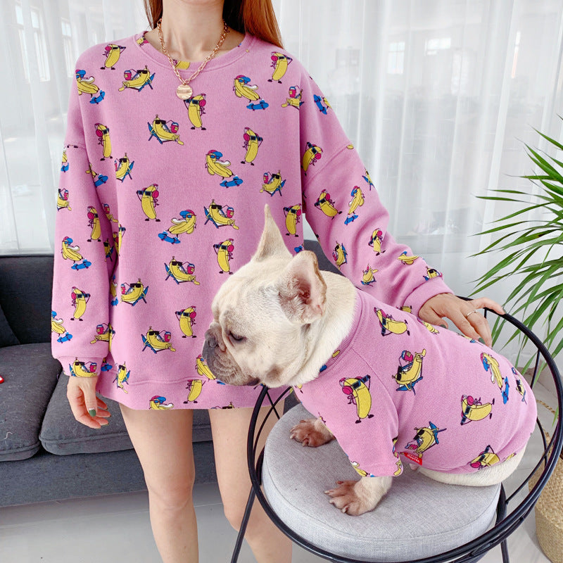 KFX-9109821 Matching Pet and Owner Casual Outfit - Elastic Two-Legged Clothing Set in Various Sizes