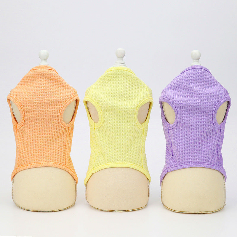 KFX-9110333 Embroidered Cotton Dog Vest in Pink, Yellow, and Purple – Sizes S to XXL