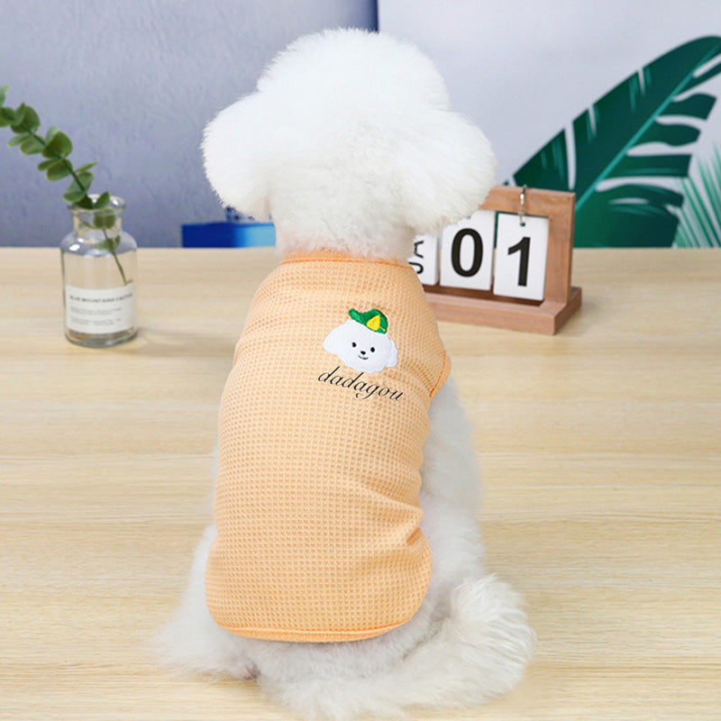 KFX-9110333 Embroidered Cotton Dog Vest in Pink, Yellow, and Purple – Sizes S to XXL