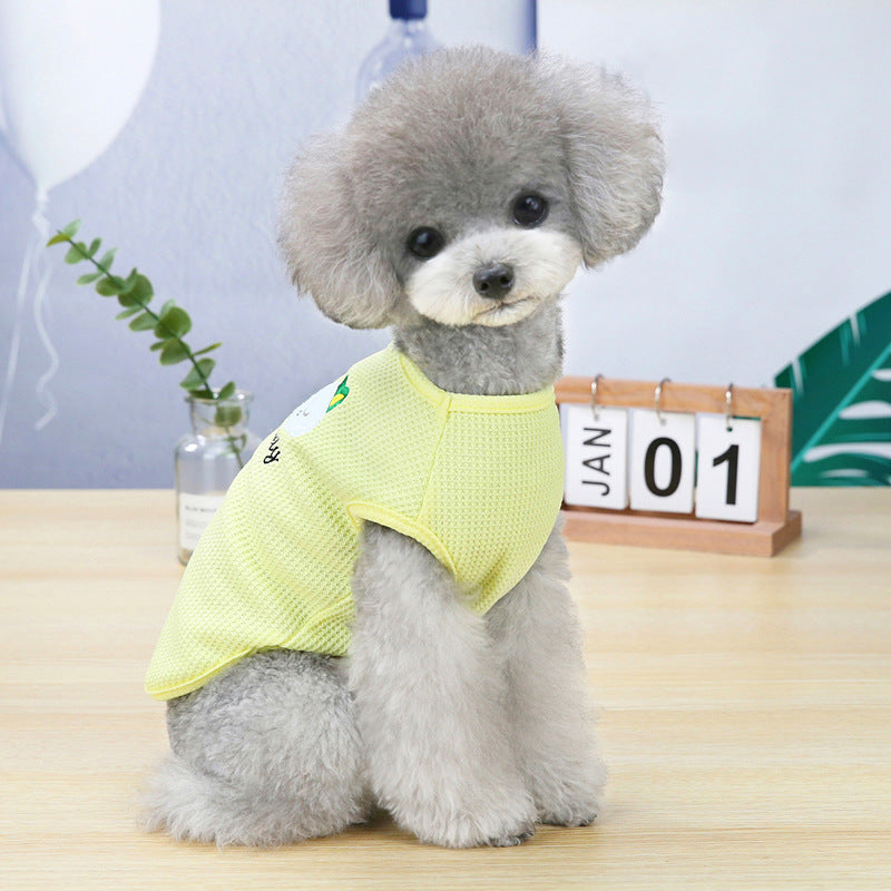 KFX-9110333 Embroidered Cotton Dog Vest in Pink, Yellow, and Purple – Sizes S to XXL