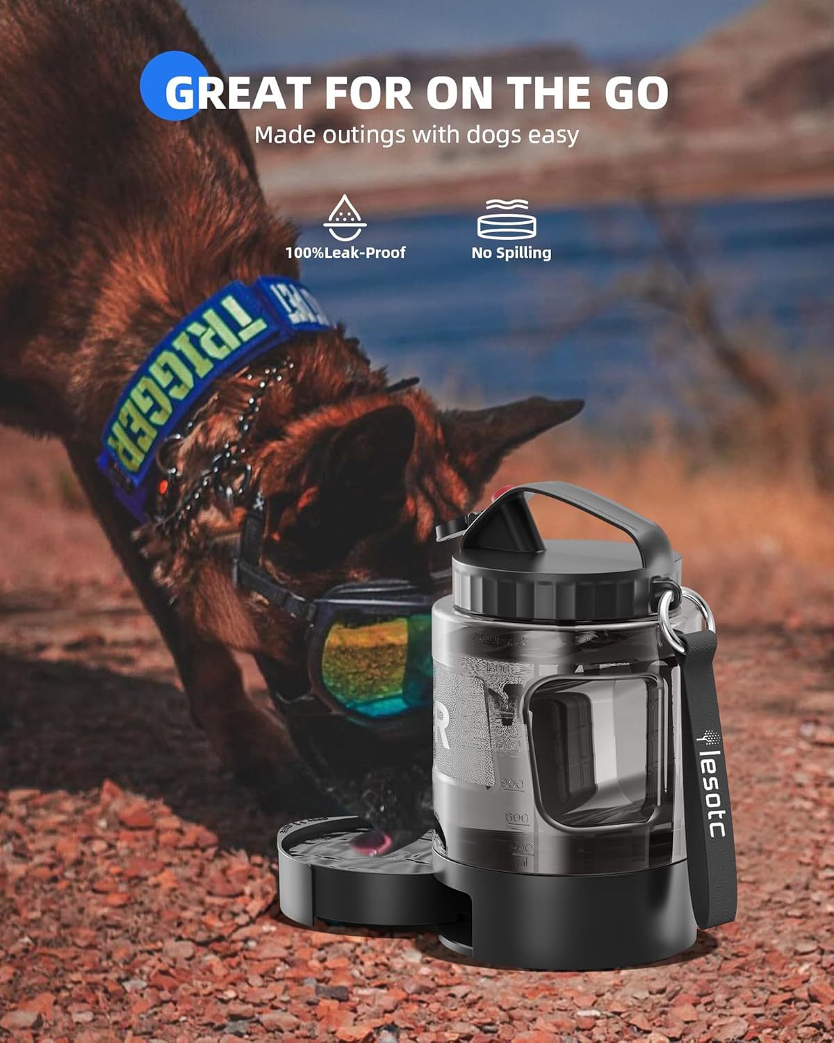 KFX-9110589 Portable Dog Water Bottle with Pull-out Bowl – Ideal for Outdoor Activities, Road Trips, and Parks