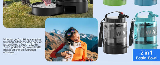 KFX-9110589 Portable Dog Water Bottle with Pull-out Bowl – Ideal for Outdoor Activities, Road Trips, and Parks