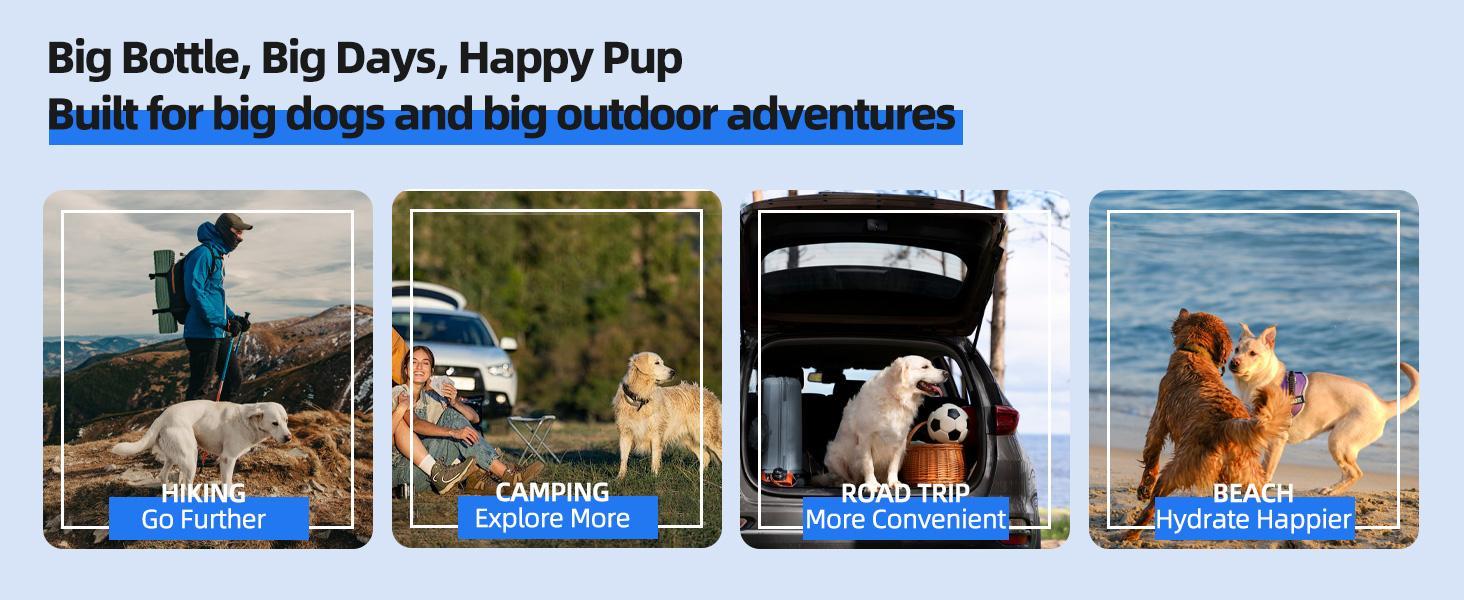 KFX-9110589 Portable Dog Water Bottle with Pull-out Bowl – Ideal for Outdoor Activities, Road Trips, and Parks