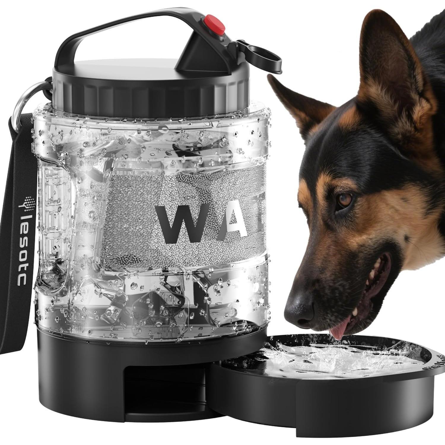 KFX-9110589 Portable Dog Water Bottle with Pull-out Bowl – Ideal for Outdoor Activities, Road Trips, and Parks