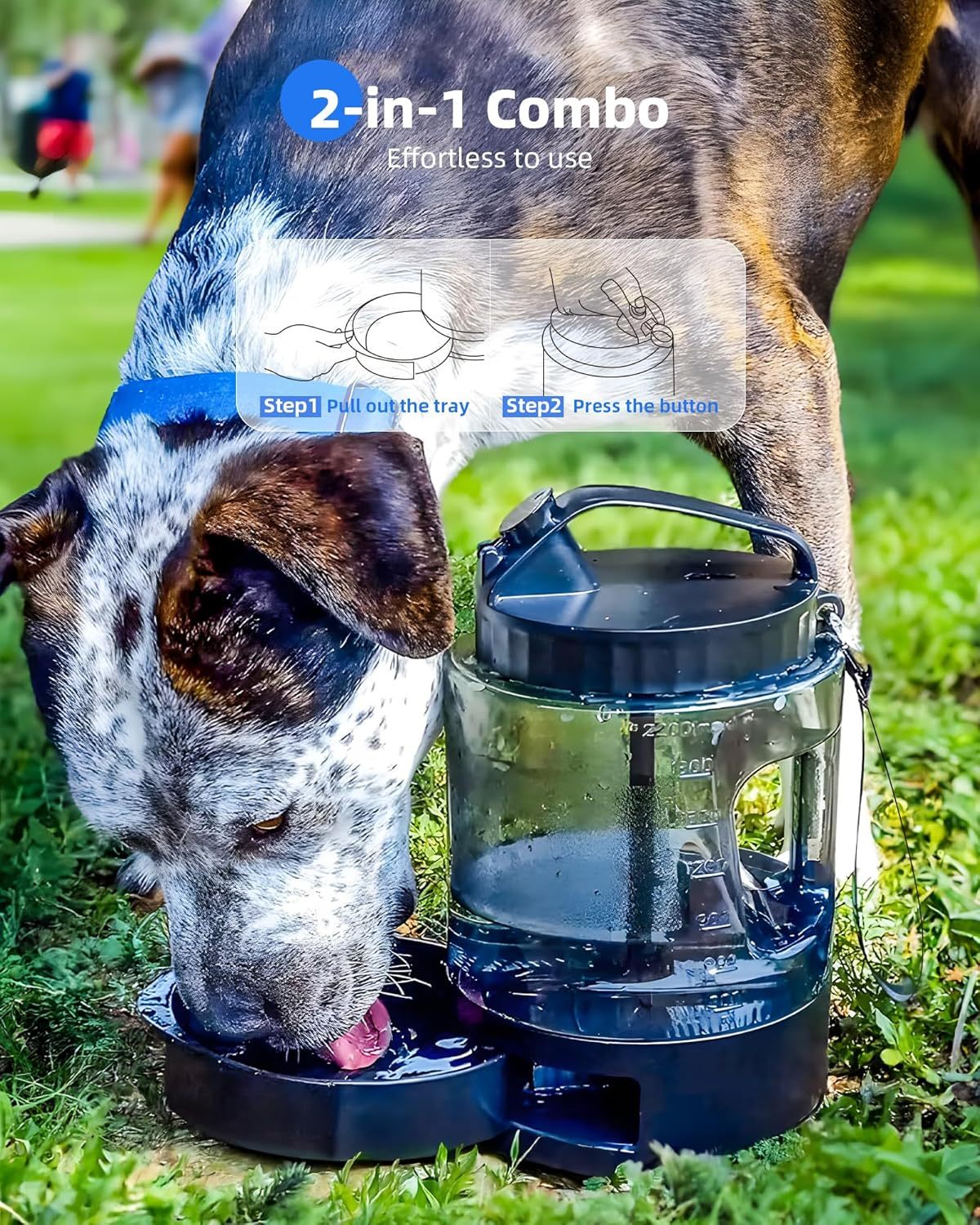 KFX-9110589 Portable Dog Water Bottle with Pull-out Bowl – Ideal for Outdoor Activities, Road Trips, and Parks