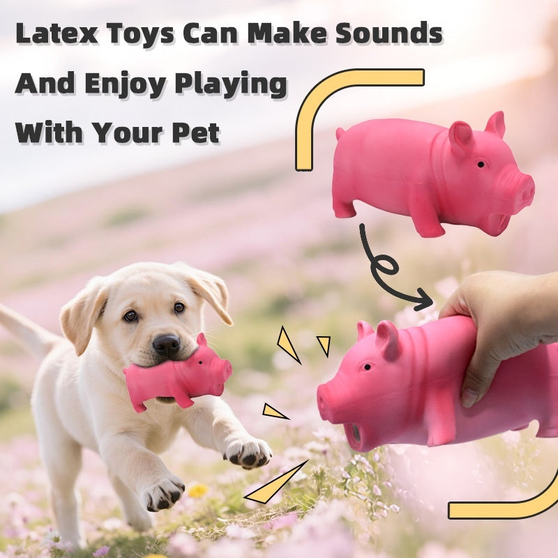 KFX-9112125 Long Lasting Latex Pig Toy for Small, Medium and Large Dogs - 19cm, Medium Pink