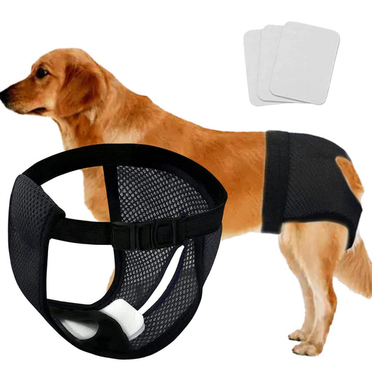 KFX-9112893 Breathable Female Canine Menstrual Panties with Replaceable Sanitary Pads in Black and Navy Blue