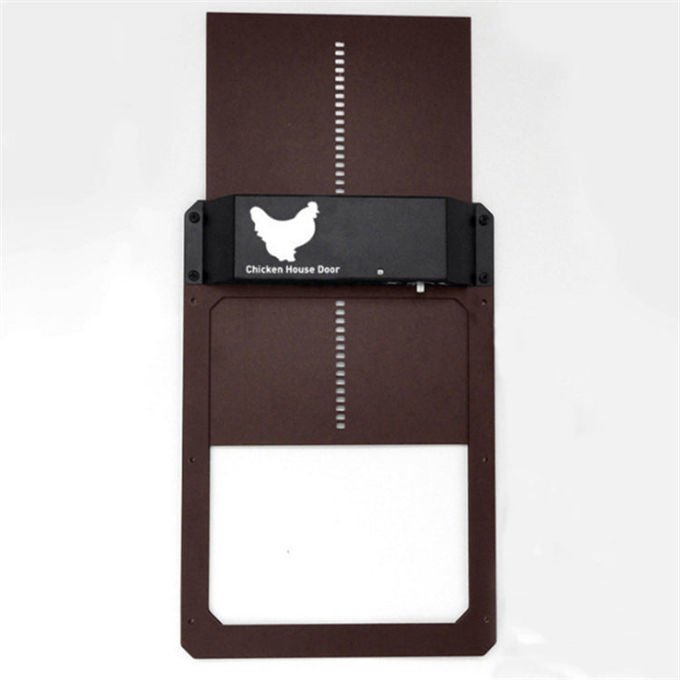 KFX-9114173 Automatic Chicken Coop Pet Door in Brown and Red Plastic