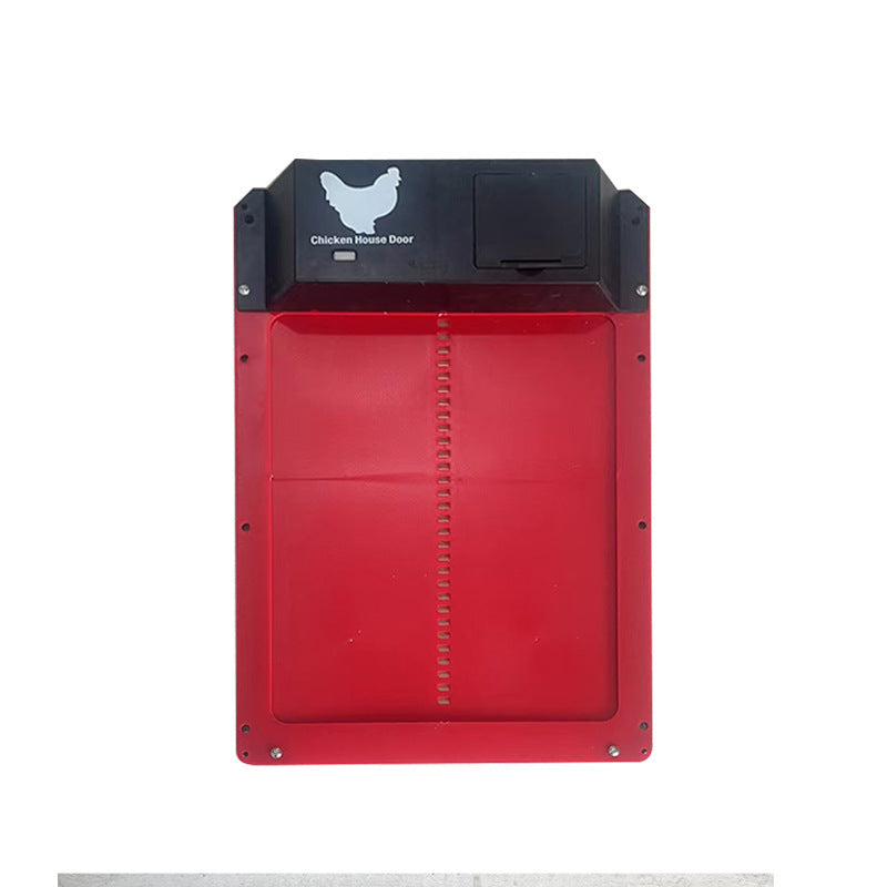 KFX-9114173 Automatic Chicken Coop Pet Door in Brown and Red Plastic