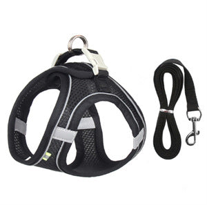 KFX-9114301 Universal Breathable Mesh Reflective Adjustable Pet Harness with 1.5m Rope - Available in Multiple Colors