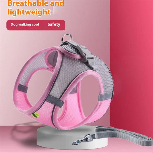 KFX-9114301 Universal Breathable Mesh Reflective Adjustable Pet Harness with 1.5m Rope - Available in Multiple Colors