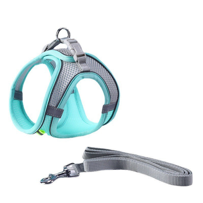 KFX-9114301 Universal Breathable Mesh Reflective Adjustable Pet Harness with 1.5m Rope - Available in Multiple Colors