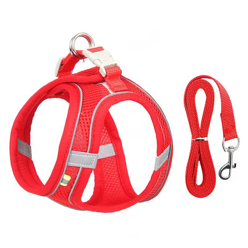 KFX-9114301 Universal Breathable Mesh Reflective Adjustable Pet Harness with 1.5m Rope - Available in Multiple Colors