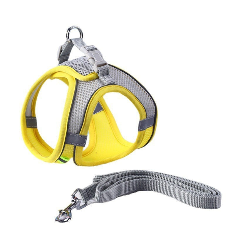 KFX-9114301 Universal Breathable Mesh Reflective Adjustable Pet Harness with 1.5m Rope - Available in Multiple Colors