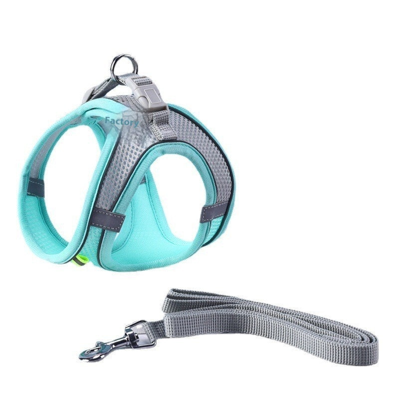 KFX-9114301 Universal Breathable Mesh Reflective Adjustable Pet Harness with 1.5m Rope - Available in Multiple Colors