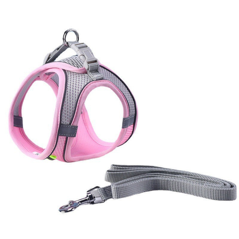 KFX-9114301 Universal Breathable Mesh Reflective Adjustable Pet Harness with 1.5m Rope - Available in Multiple Colors