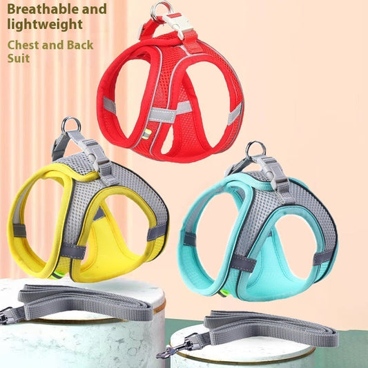 KFX-9114301 Universal Breathable Mesh Reflective Adjustable Pet Harness with 1.5m Rope - Available in Multiple Colors