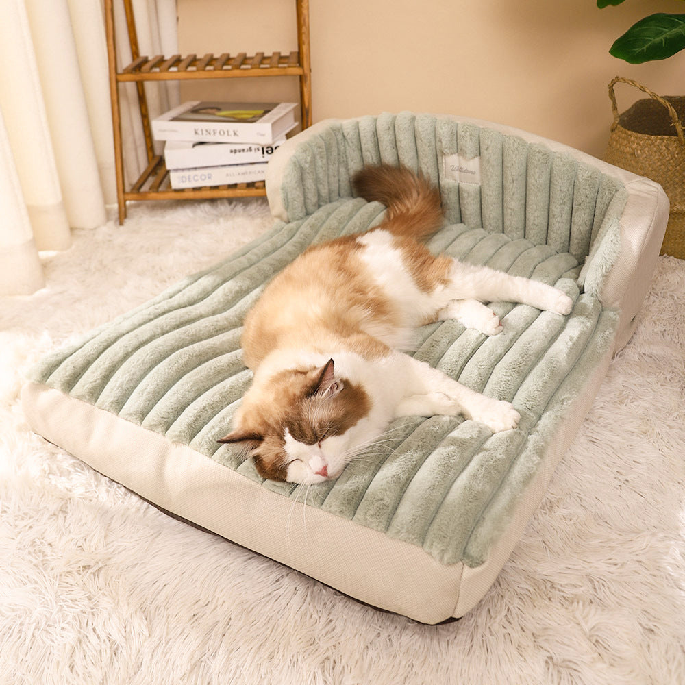 KFX-9114557 Cozy Polyester Winter Pet Mattress for Cats and Dogs in Green