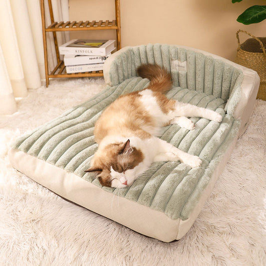 KFX-9114557 Cozy Polyester Winter Pet Mattress for Cats and Dogs in Green