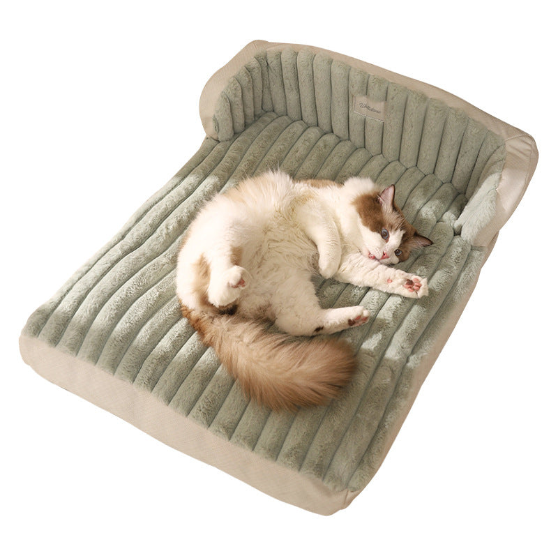 KFX-9114557 Cozy Polyester Winter Pet Mattress for Cats and Dogs in Green