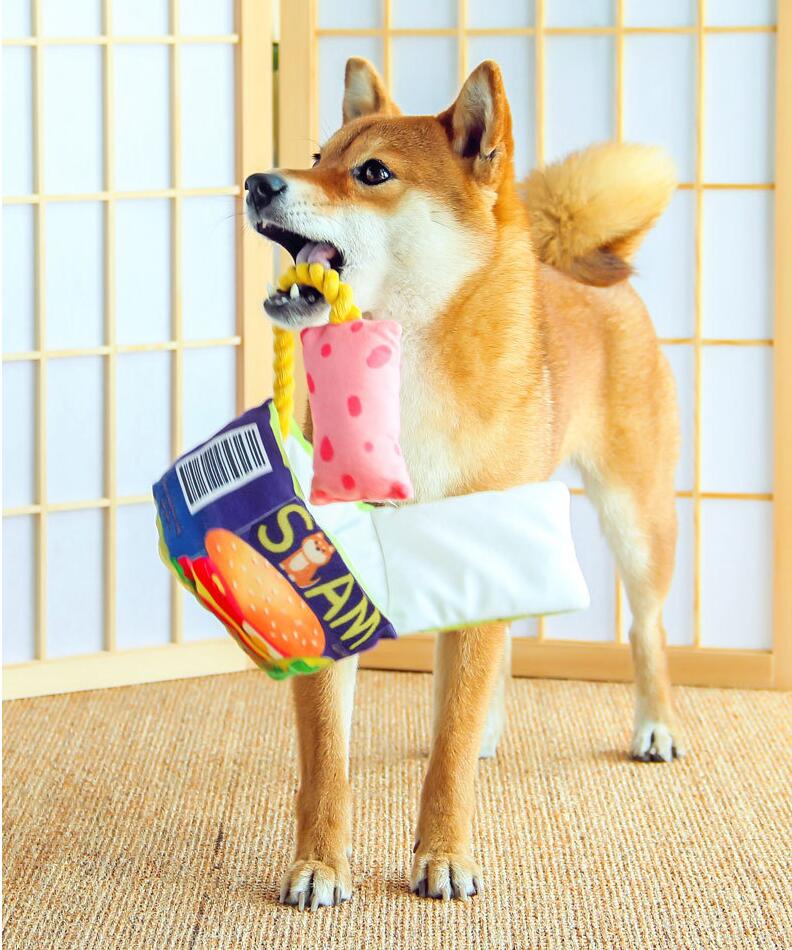 KFX-9115325 Bite-Resistant Luncheon Meat Pet Toy for Cats and Dogs - Cotton Rope Chewing Puzzle with Sound