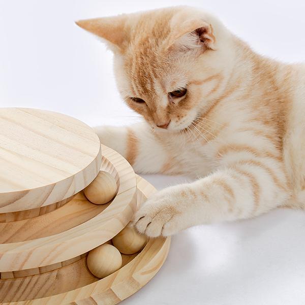KFX-9115965 Indoor Multi-Activity Cat Playground with Scratch Post, Soft Groomer, and Ball Track