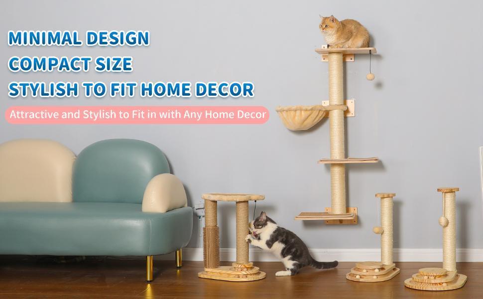 KFX-9115965 Indoor Multi-Activity Cat Playground with Scratch Post, Soft Groomer, and Ball Track
