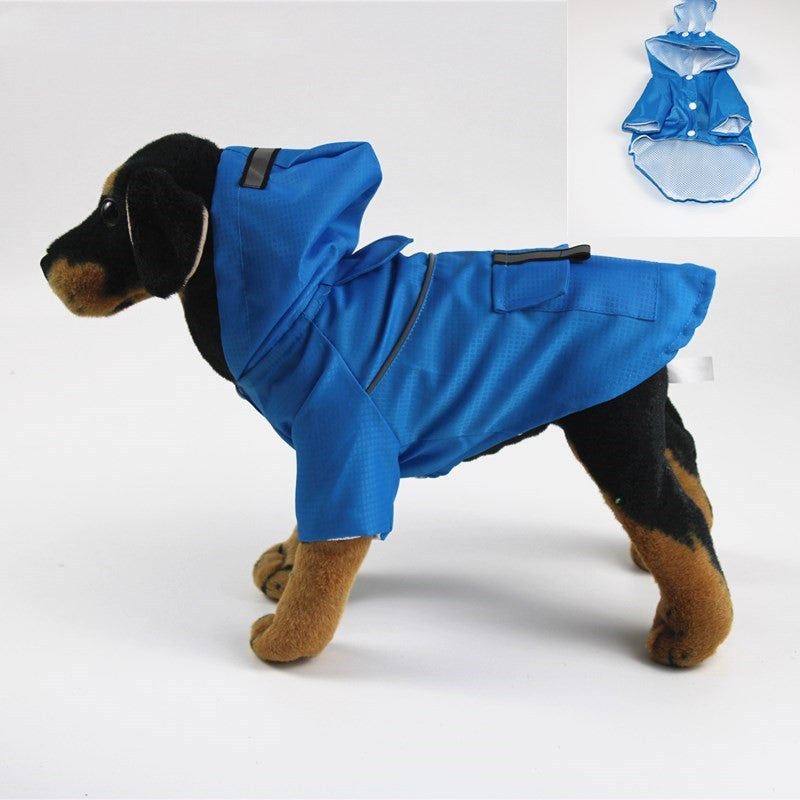 KFX-9116861 Double-Layered Hooded Dog Raincoat with Pockets in Fluorescent Colors