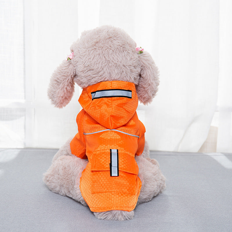 KFX-9116861 Double-Layered Hooded Dog Raincoat with Pockets in Fluorescent Colors
