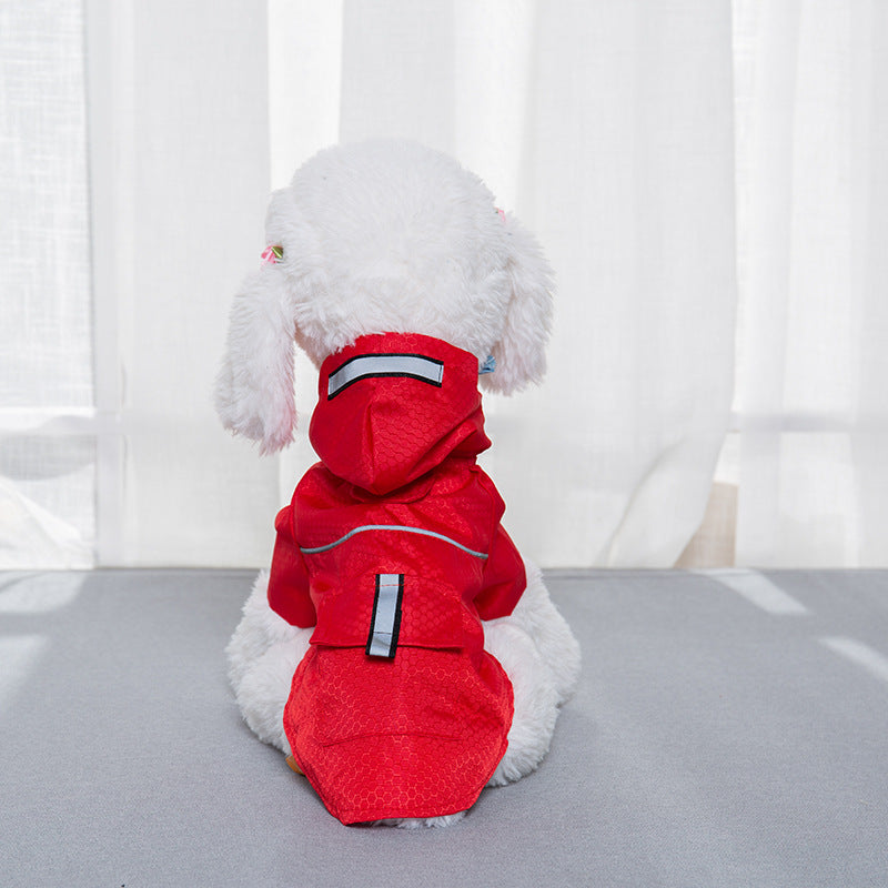 KFX-9116861 Double-Layered Hooded Dog Raincoat with Pockets in Fluorescent Colors