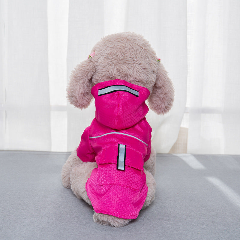 KFX-9116861 Double-Layered Hooded Dog Raincoat with Pockets in Fluorescent Colors