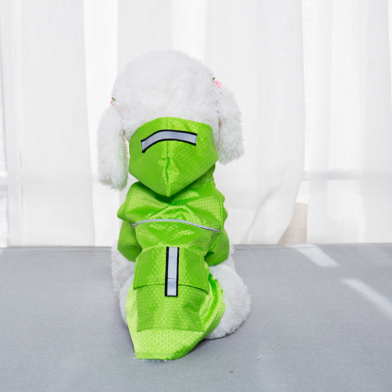 KFX-9116861 Double-Layered Hooded Dog Raincoat with Pockets in Fluorescent Colors
