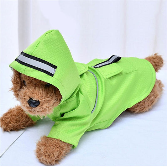 KFX-9116861 Double-Layered Hooded Dog Raincoat with Pockets in Fluorescent Colors