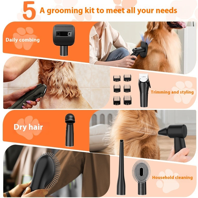 KFX-9118141 High-Power Low Noise Pet Hair Suction Cleaning and Blowing Tool with Trimmer and Brushes