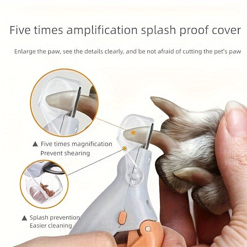 KFX-9123517 LED Pet Nail Trimmer with Magnifying Glass and Nail Catcher for Safe Dog and Cat Clipping