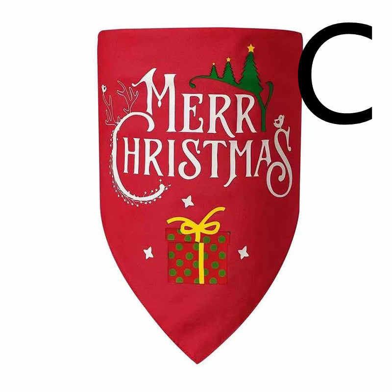 KFX-9123645 Reversible Christmas Triangle Dog Bandana in Red and Green, Double-Layer Polyester, 70x48x48CM