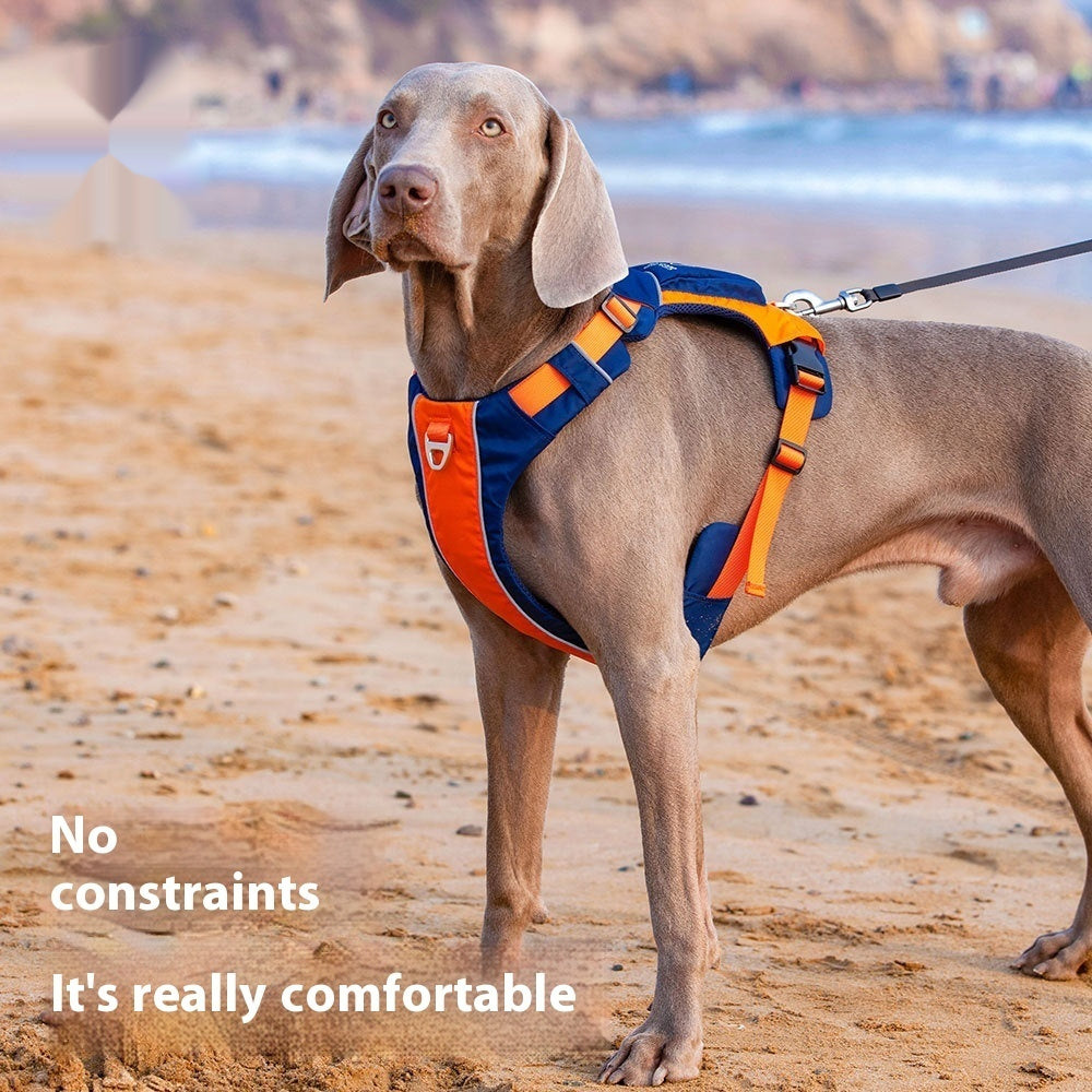 KFX-9125821 Dog Chest Strap Vest - Adjustable Nylon Harness in Orange/Blue and Yellow/Brown