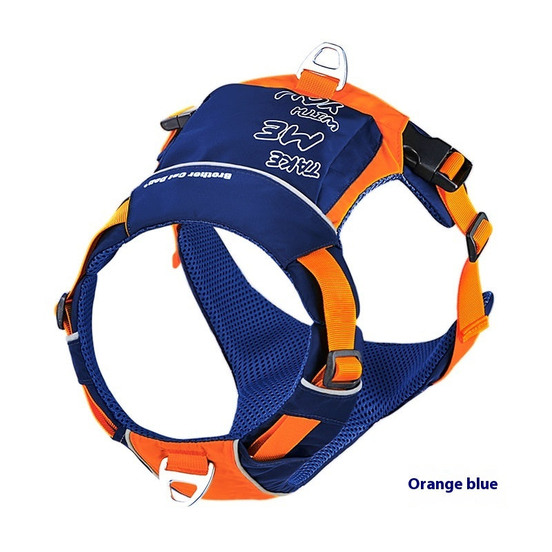 KFX-9125821 Dog Chest Strap Vest - Adjustable Nylon Harness in Orange/Blue and Yellow/Brown