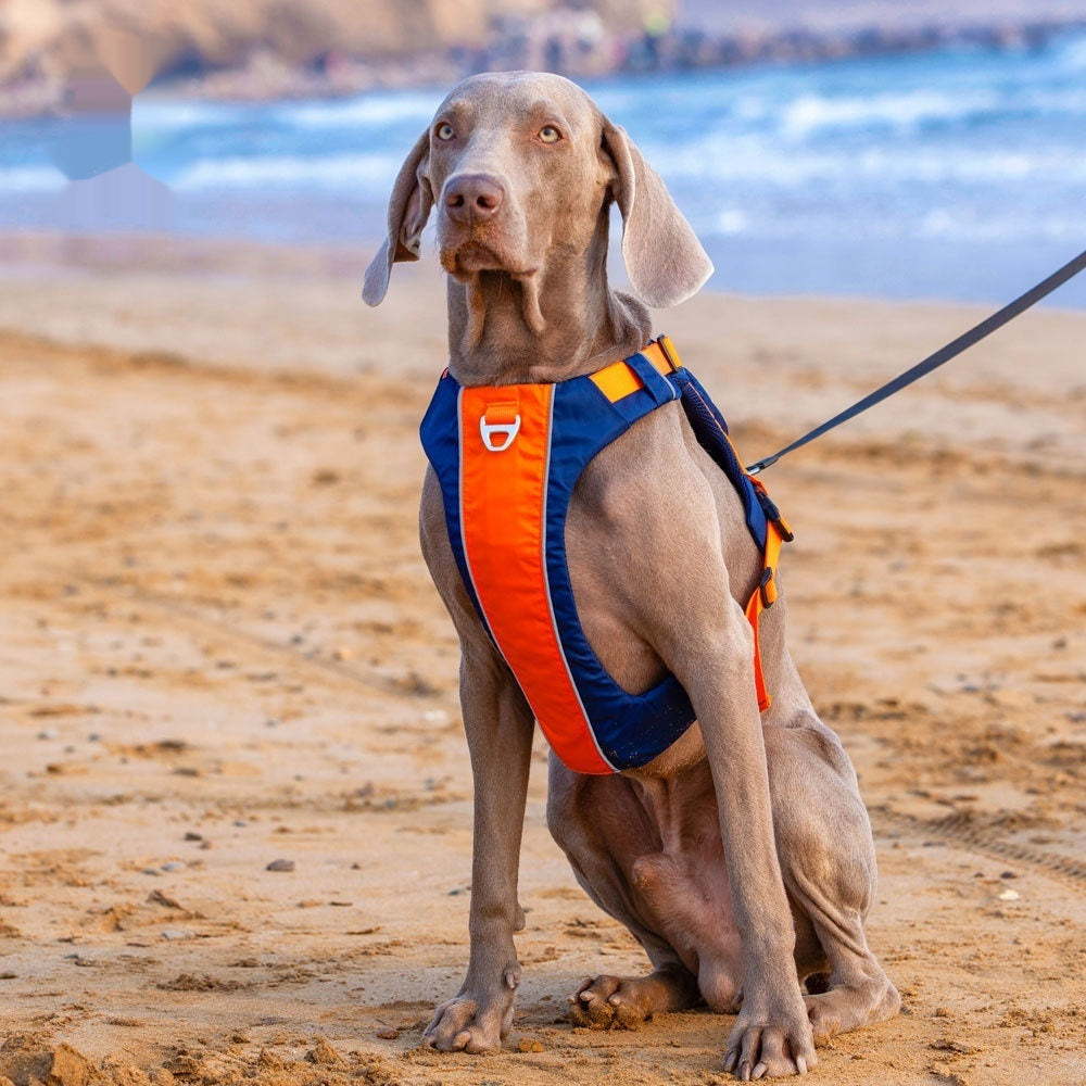 KFX-9125821 Dog Chest Strap Vest - Adjustable Nylon Harness in Orange/Blue and Yellow/Brown