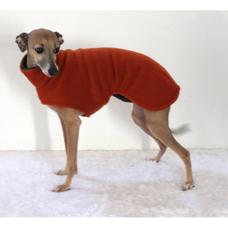 KFX-9126589 Thick Warm High Neck Velvet Fleece Dog Coat - Casual Reversible Design for Winter Outdoor Activities