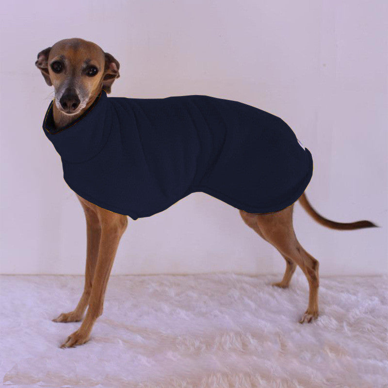 KFX-9126589 Thick Warm High Neck Velvet Fleece Dog Coat - Casual Reversible Design for Winter Outdoor Activities