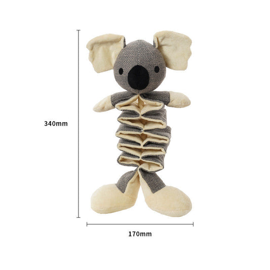 KFX-9126845 Retractable Plush Dog Molar Toys for Puppies - Koala, Puppy, Rhino, Raccoon, Hippo