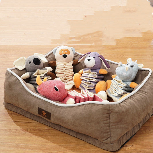 KFX-9126845 Retractable Plush Dog Molar Toys for Puppies - Koala, Puppy, Rhino, Raccoon, Hippo