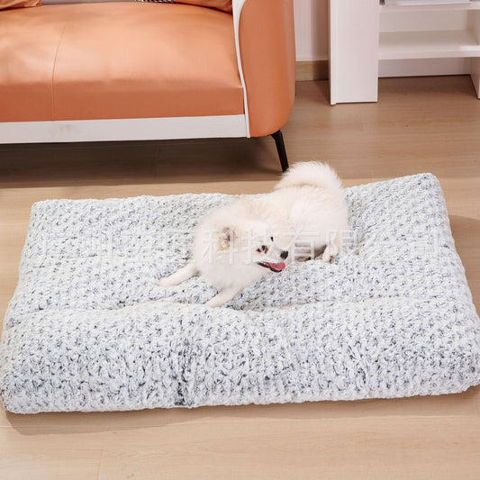 KFX-9127869 Pet Embossed Velvet Dog Bed in Light Gray - Available in Multiple Sizes for Dogs and Cats