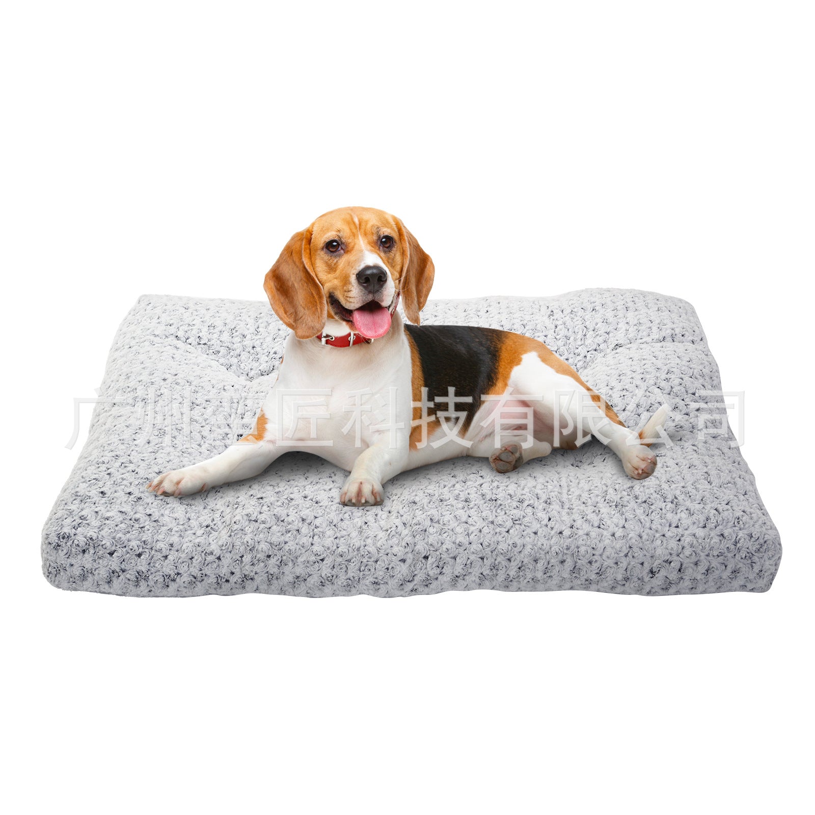 KFX-9127869 Pet Embossed Velvet Dog Bed in Light Gray - Available in Multiple Sizes for Dogs and Cats