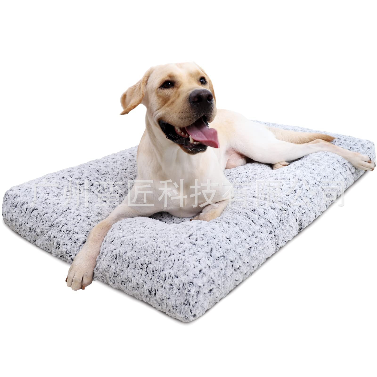 KFX-9127869 Pet Embossed Velvet Dog Bed in Light Gray - Available in Multiple Sizes for Dogs and Cats